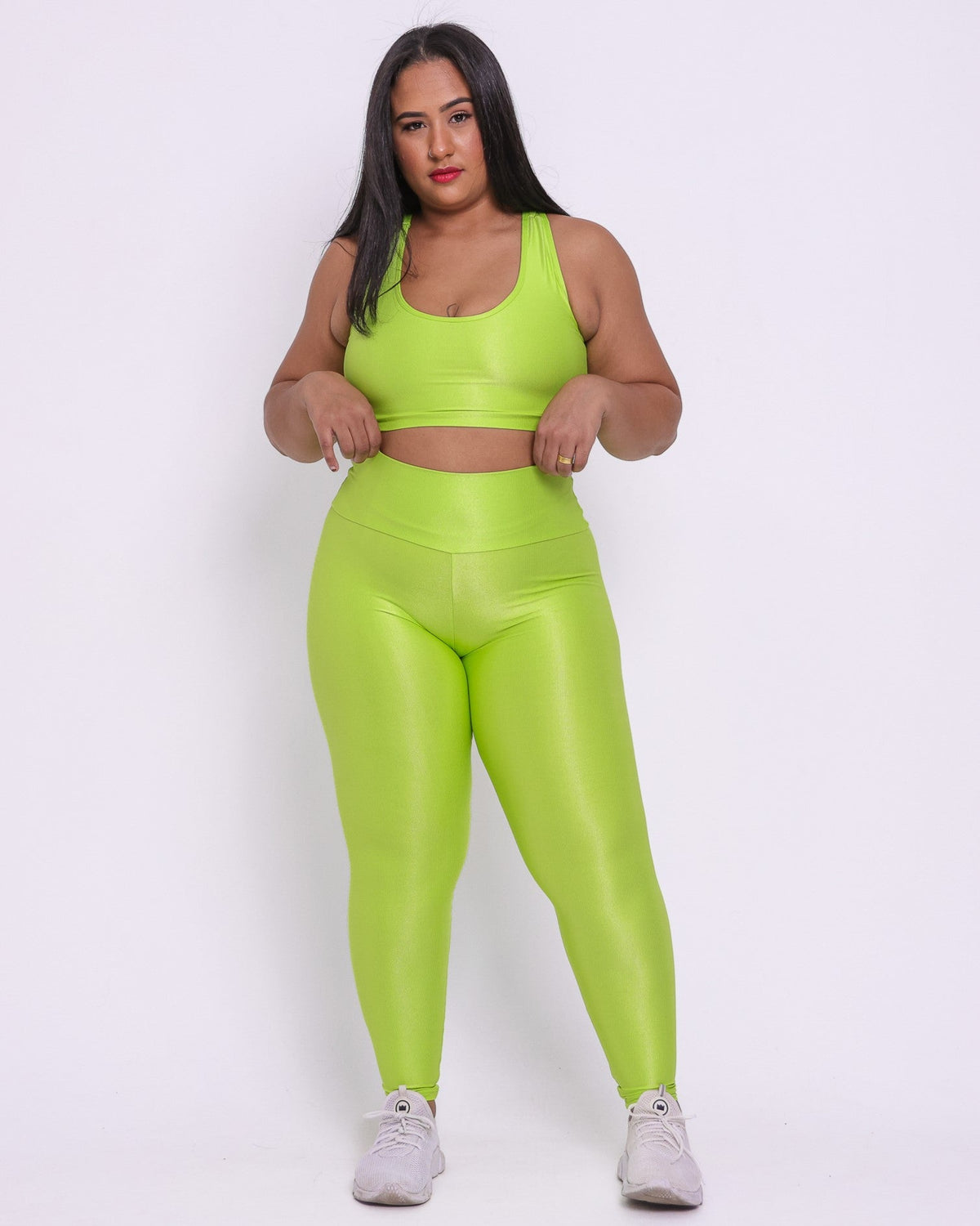 Conjunto Legging Curve Plus Size Verde Citrus Top Nadador