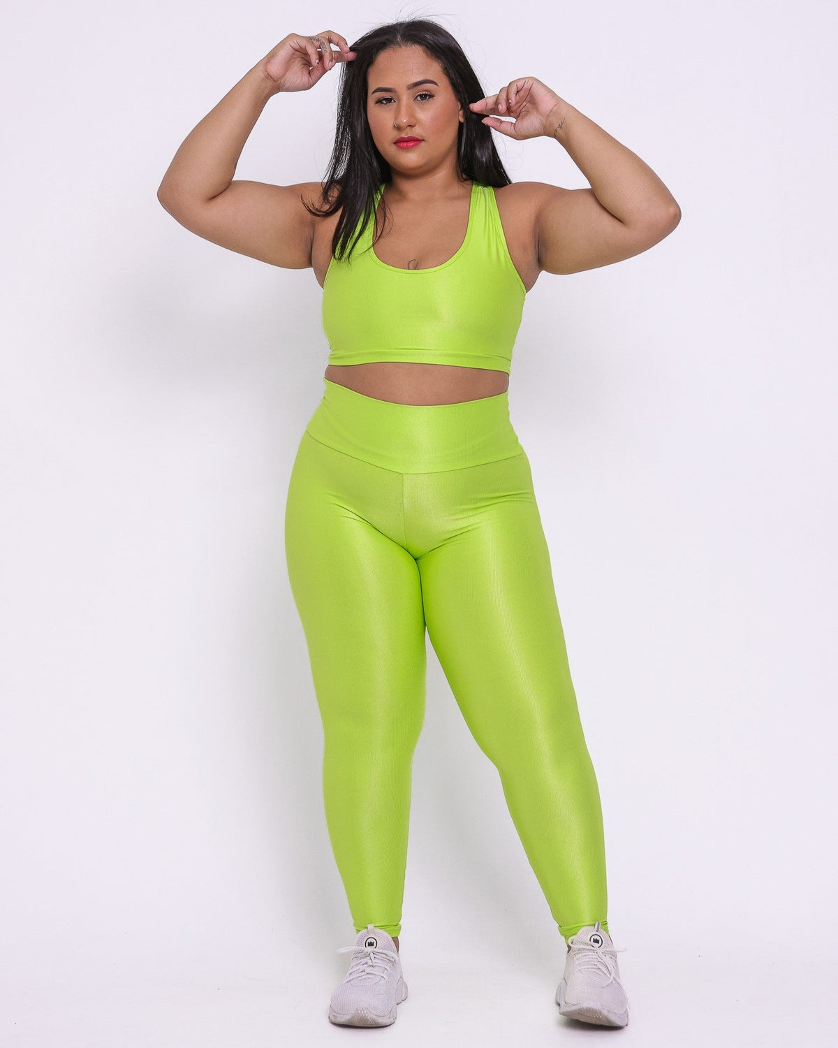 Conjunto Legging Curve Plus Size Verde Citrus Top Nadador